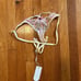 For Love & Lemons XL Floral Frenzy Embroidery Thong Panty Pink Lace Yellow NWT