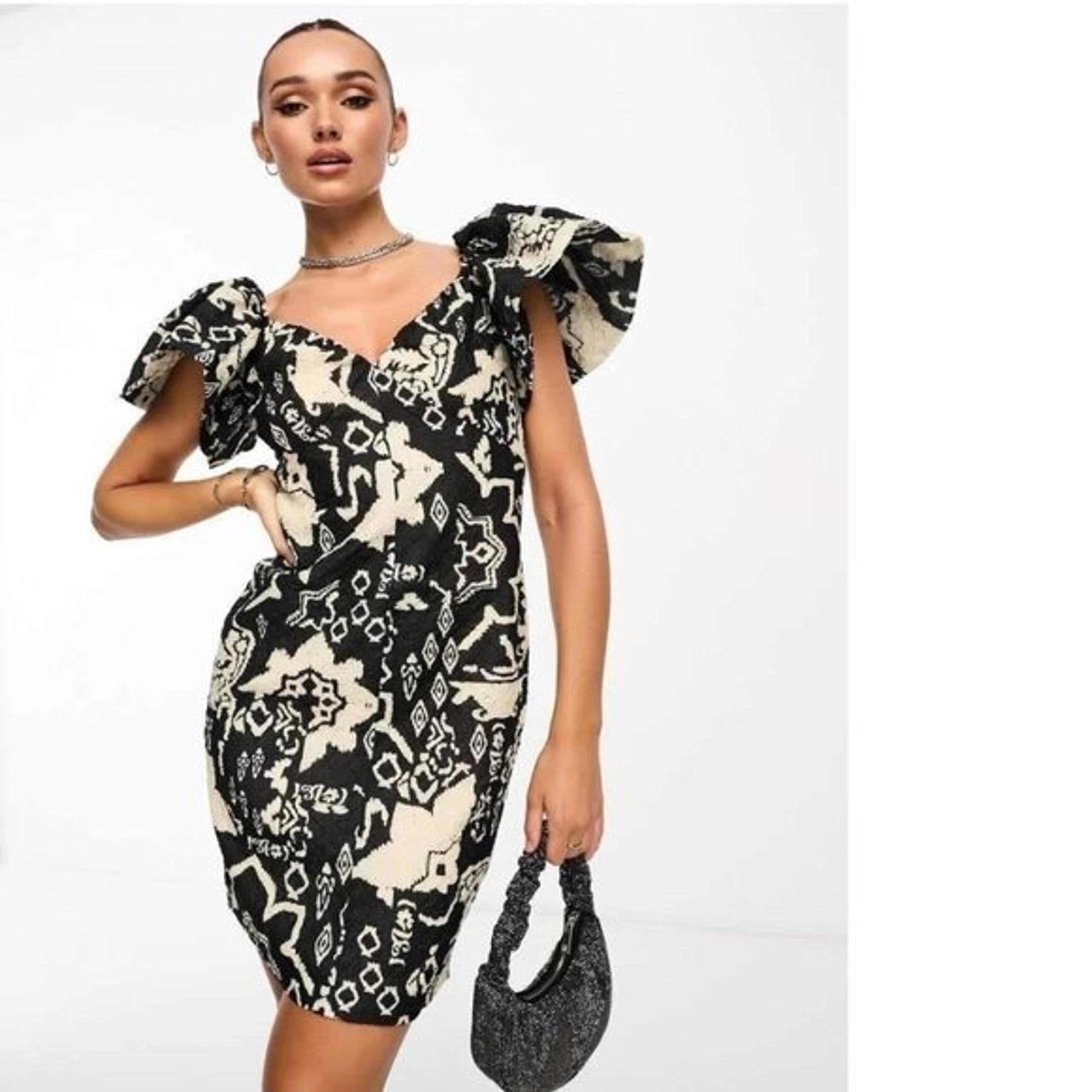 NWT French Connection Deon Candra Womens Jacquard Printed Dress