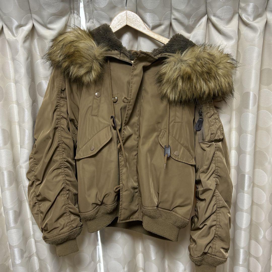 MOUSSY Fur-Trimmed Brown MA-1 Jacket
