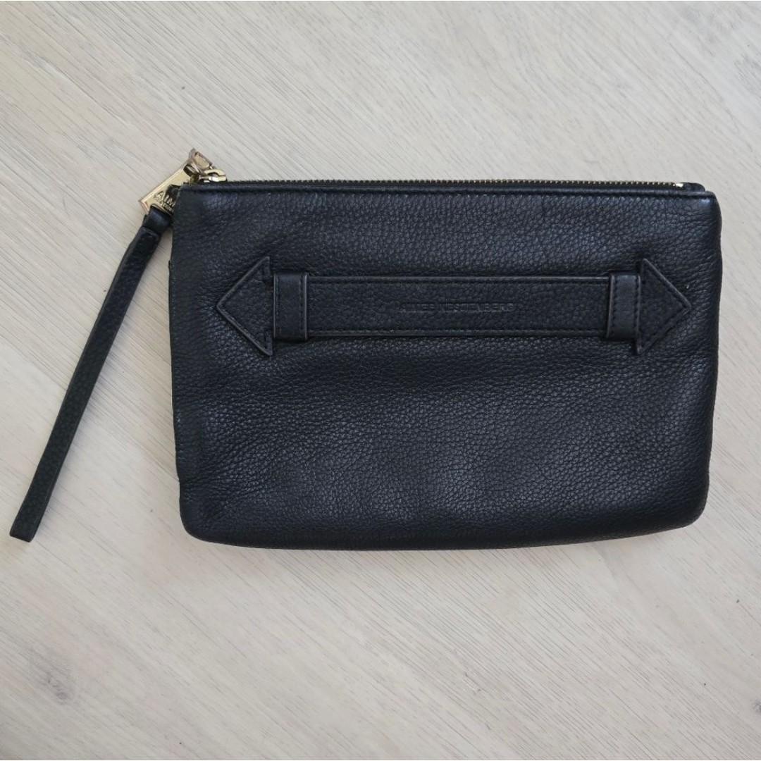 AIMEE KESTENBERG Black Leather Wristlet Clutch