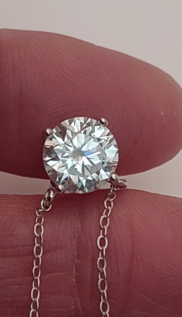 Stunning 1 carat diamond pendant necklace 925 Sterling 18-in chain, gra certifie
