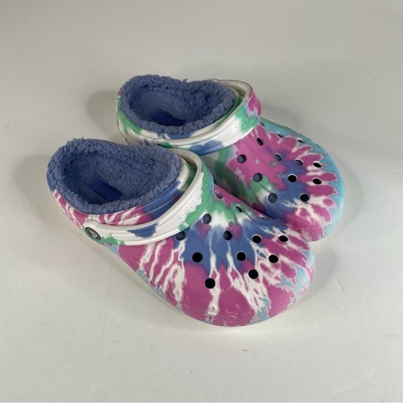 Crocs Tie Dye Fuzzy Insides Slip On Shoes Size 10