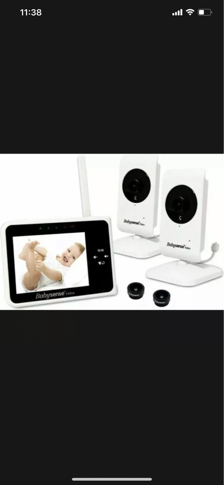 Babysense Video Baby Monitor 3.5 Display with 2 Cameras - Interchangeable...
