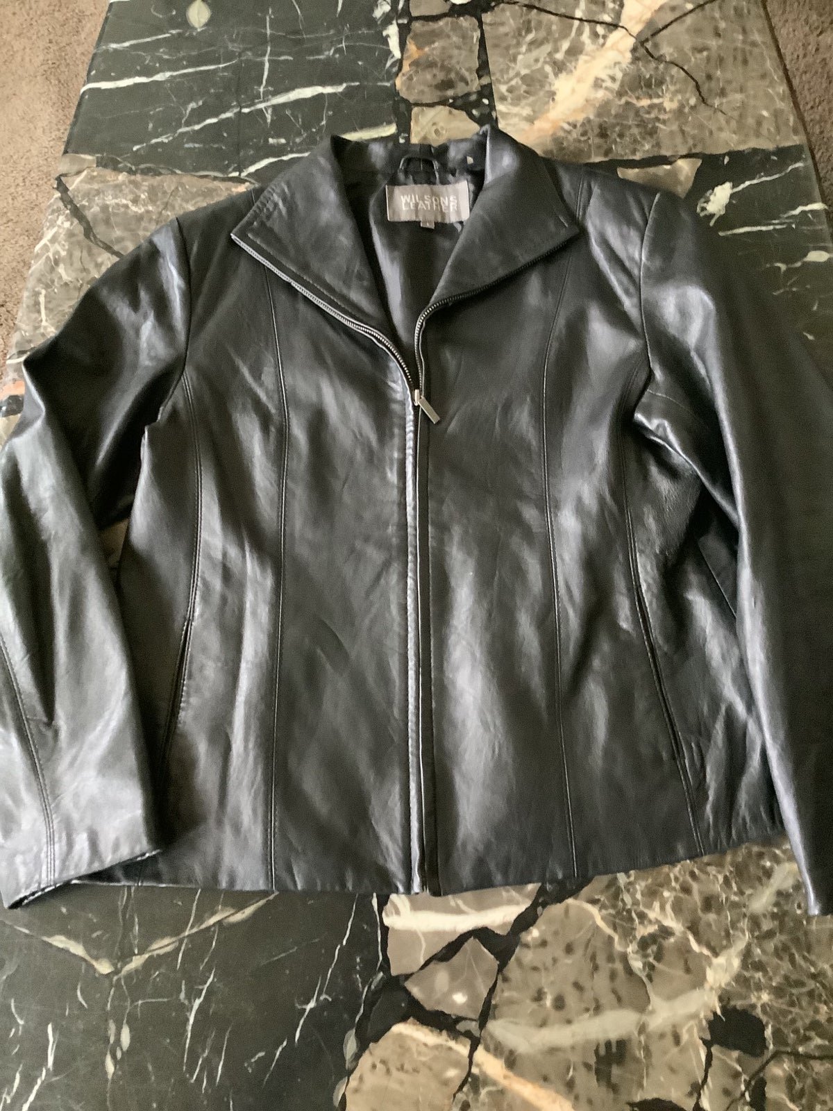 Wilsons black leather Y2K Moto Full Zip womens jacket size large