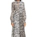 A.L.C Kennedy Animal Print Silk Two-Tone Midi Dress Long Sleeve Black Beige Sz.2