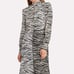 A.L.C Kennedy Animal Print Silk Two-Tone Midi Dress Long Sleeve Black Beige Sz.2