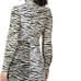 A.L.C Kennedy Animal Print Silk Two-Tone Midi Dress Long Sleeve Black Beige Sz.2