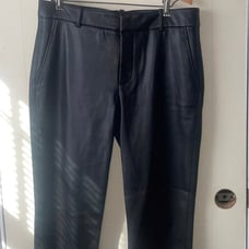 Brand New With Tags Black ZARA Straight Leg Leather Pants