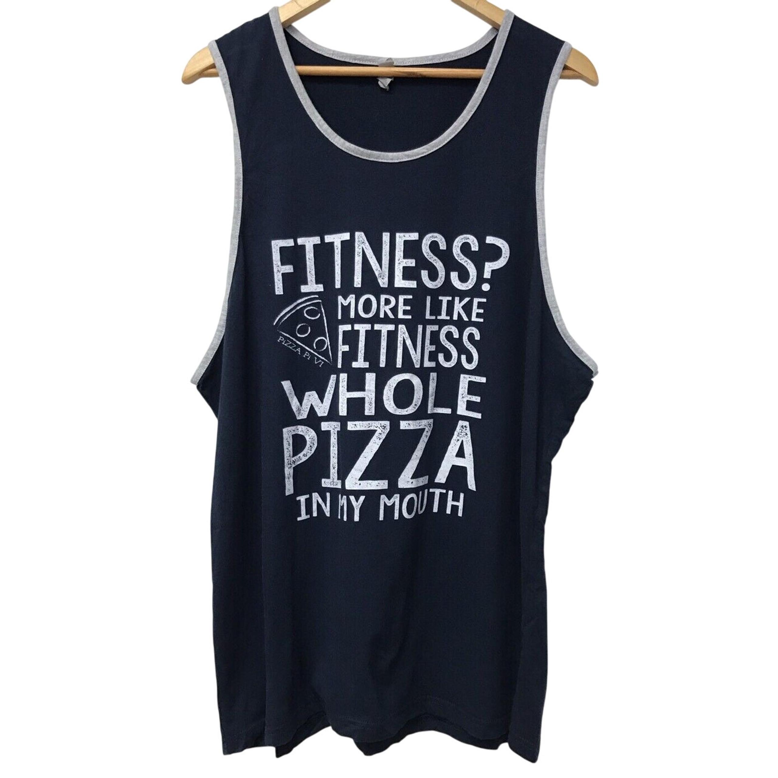 Next Level Apparel Mens XL Tank Blue Gray Fitness Pizza