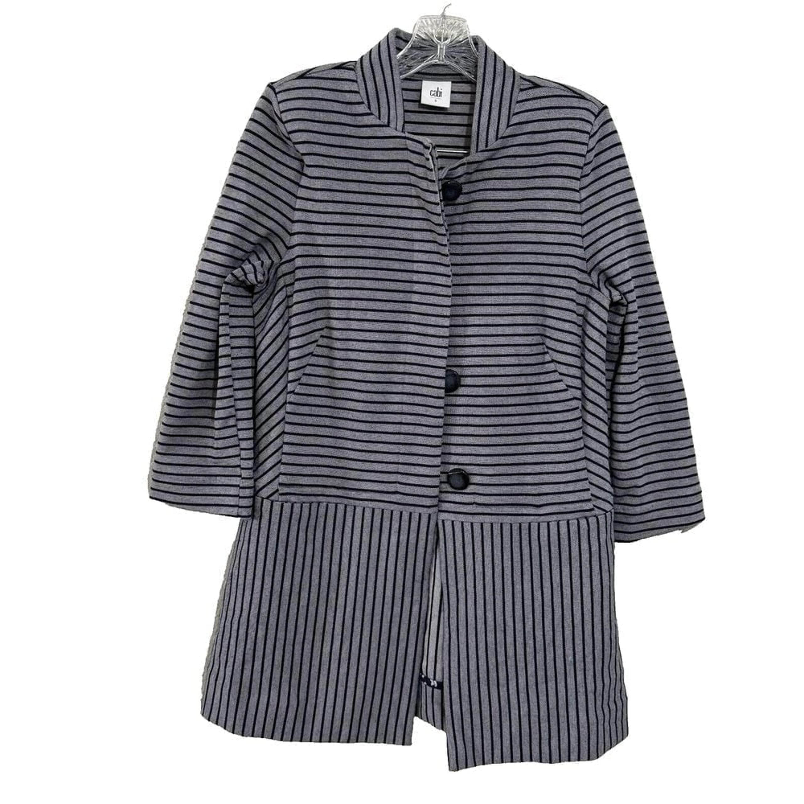 Car Coat Women's Small 5474 Coastal Longline Jacket Blazer Dappled Striped - CAbi