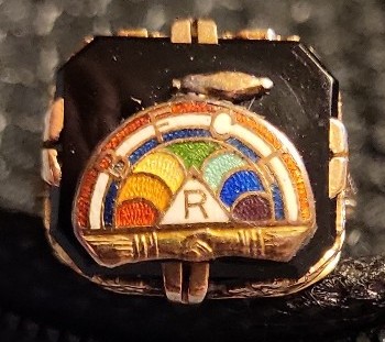 Masonic 14k yellow gold international order of the rainbow for women ring