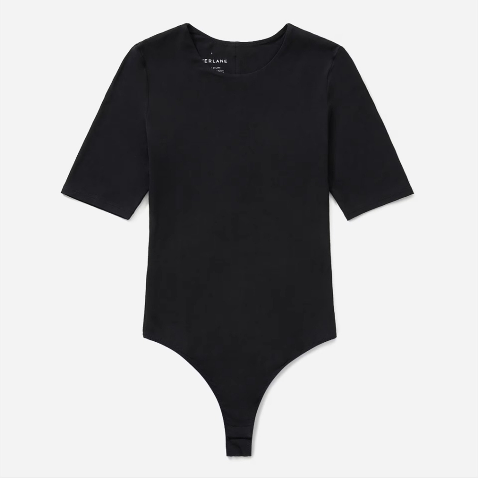 NWT Everlane Black The Short Sleeve Crewneck Thong Bodysuit