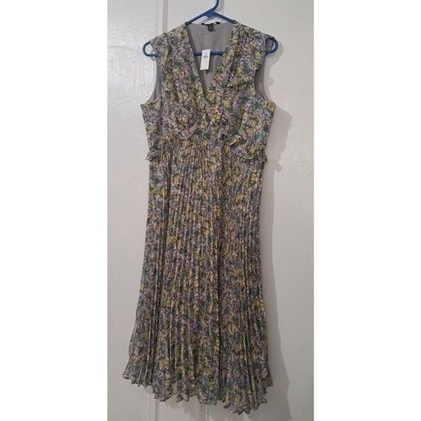 Banana Republic Womens Medium Prairie Cottage Midi Dress Lavender Green 119.99