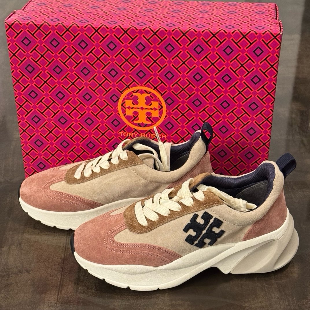 Brand New Authenticated Tory Burch Pink Moon Good Luck Trainer Size 5