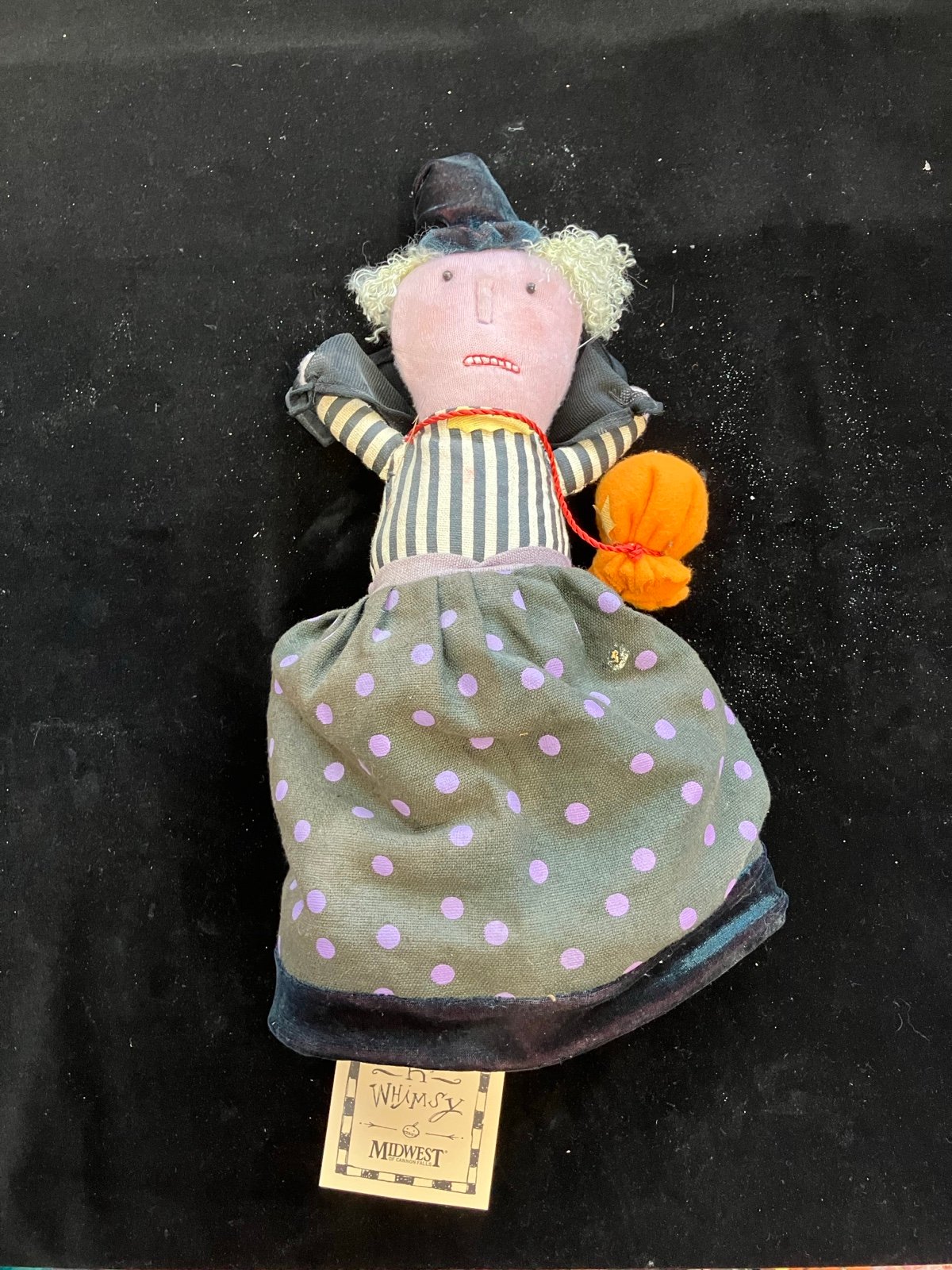 Vintage Style Cloth Folk Art Reversible Witch Doll RareFolk N WhimsyMidwest Coll