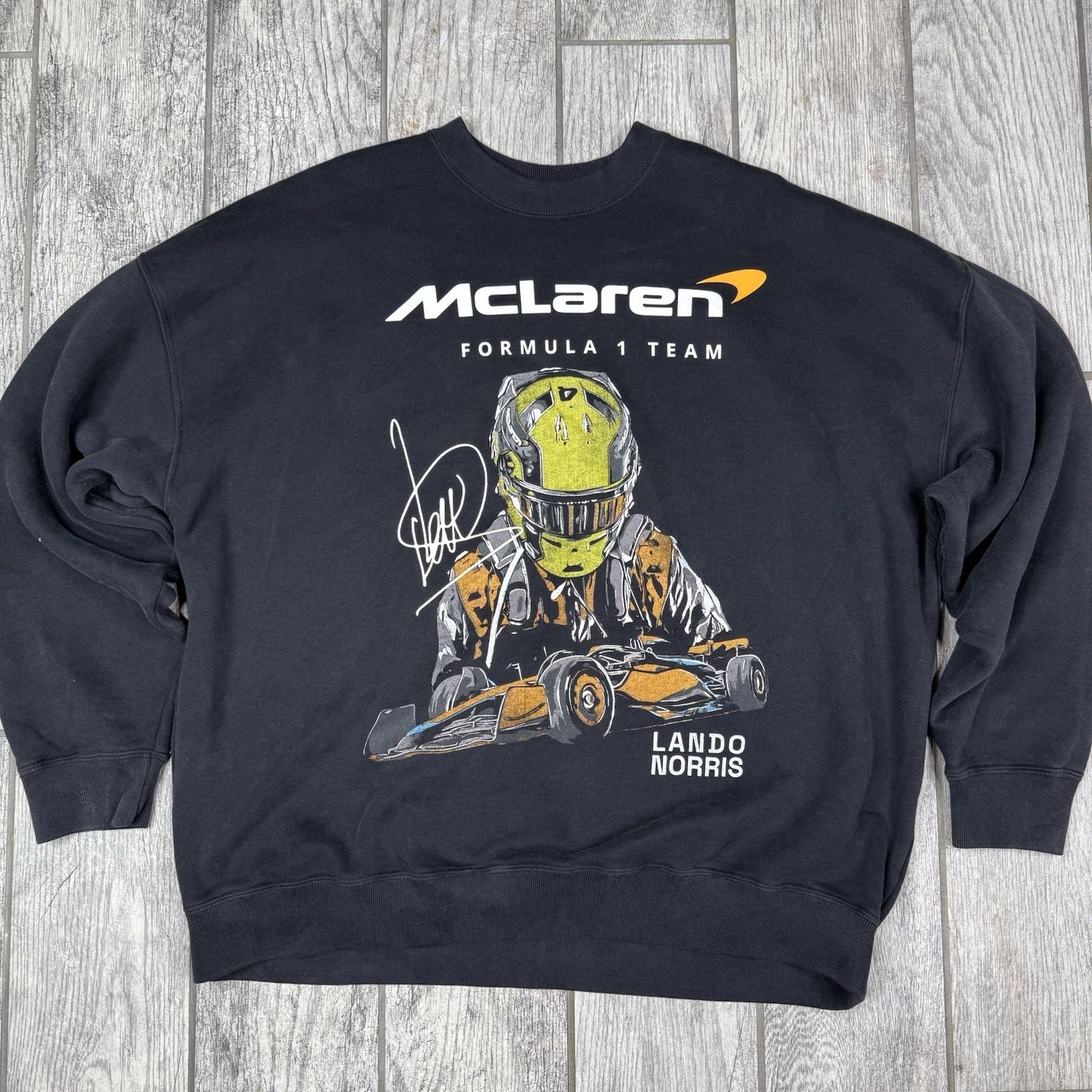 Abercrombie Fitch McLaren Lando Morris Mens Pullover Sweater Black Formula 1 XL