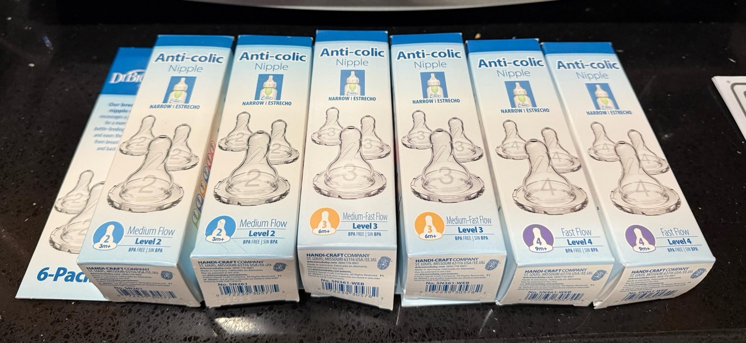 Dr. Brown Anti-Colic nipples 2x 6 pack Level 2 3 4