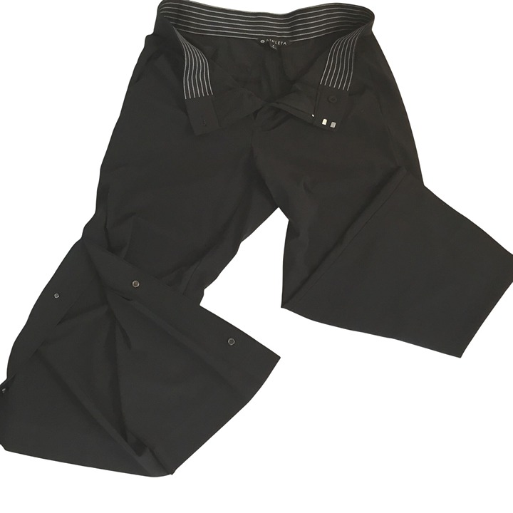 Athleta Women’s Black Cropped Wide Leg Travel Pants Size 4 Snap Hem Lightweight