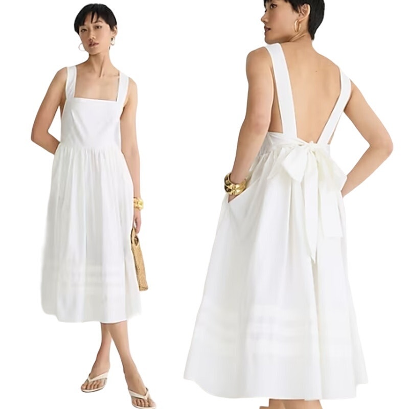 J. Crew New apron dress 16 White NWT