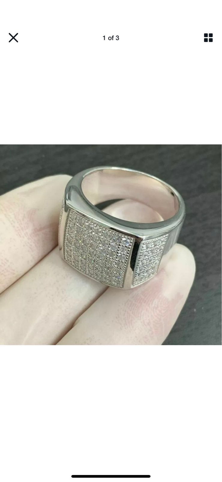 Men 14k white gold s925 diamond Ring