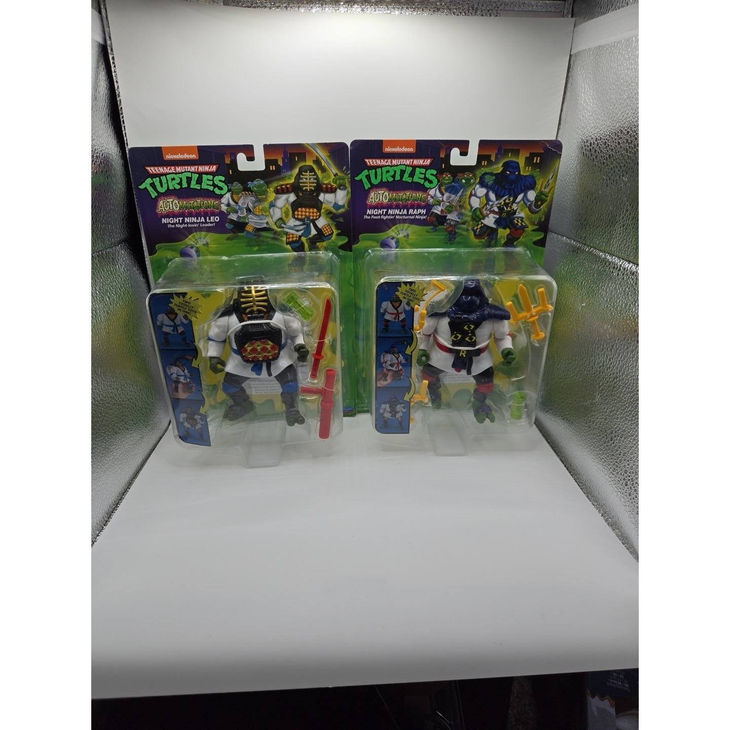 Teenage Mutant Ninja Turtles Auto Mutations Night Ninja Leo Raph Figures SET NIB