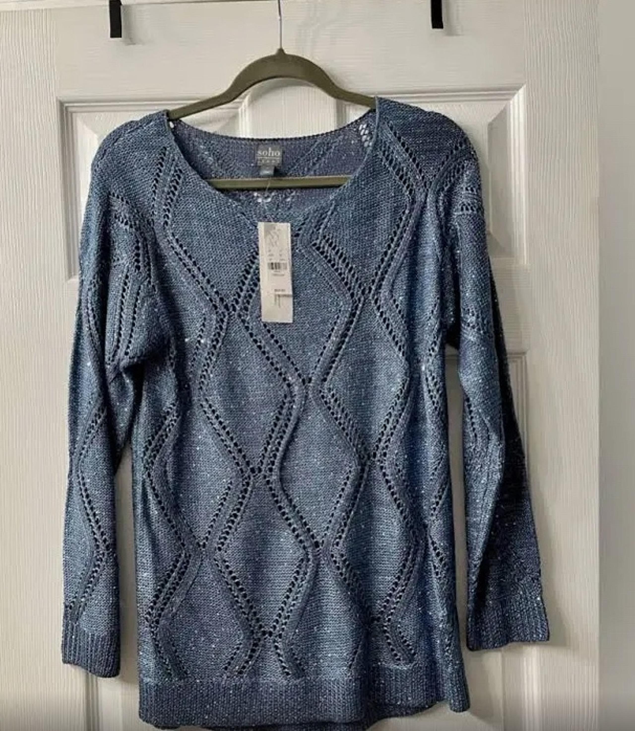 New York & company Soho navy blue sequin sweater XS NEW