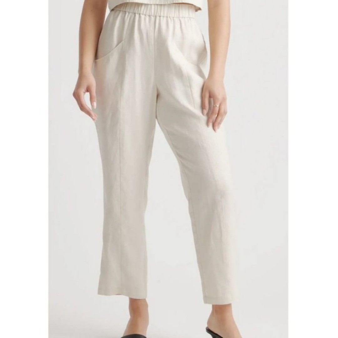 Quince Linen Tapered Ankle Pants Size XL Cream Pants NwT