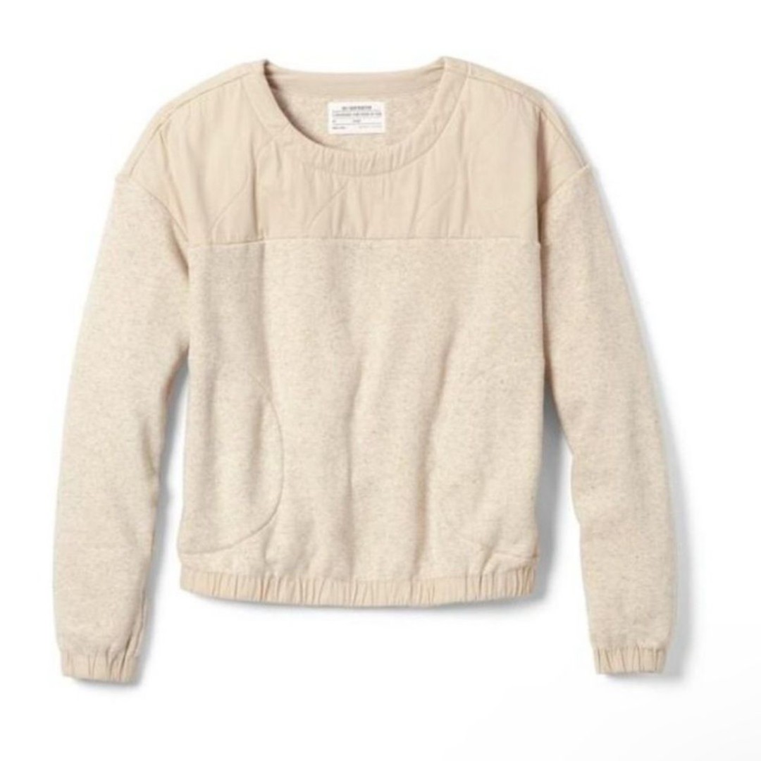 REl Cooperative Nook Quilted Pullover Heathered Macadamia Brushed Fleece Small