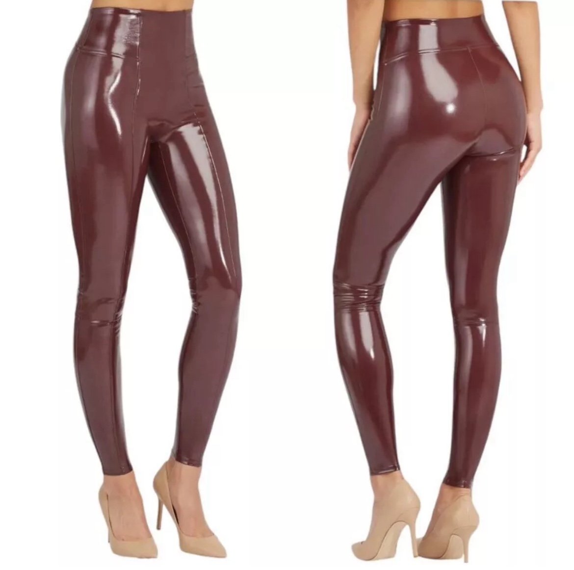 Spanx Faux Patent Leather Leggings Ruby 20301 Size Small NWT 110