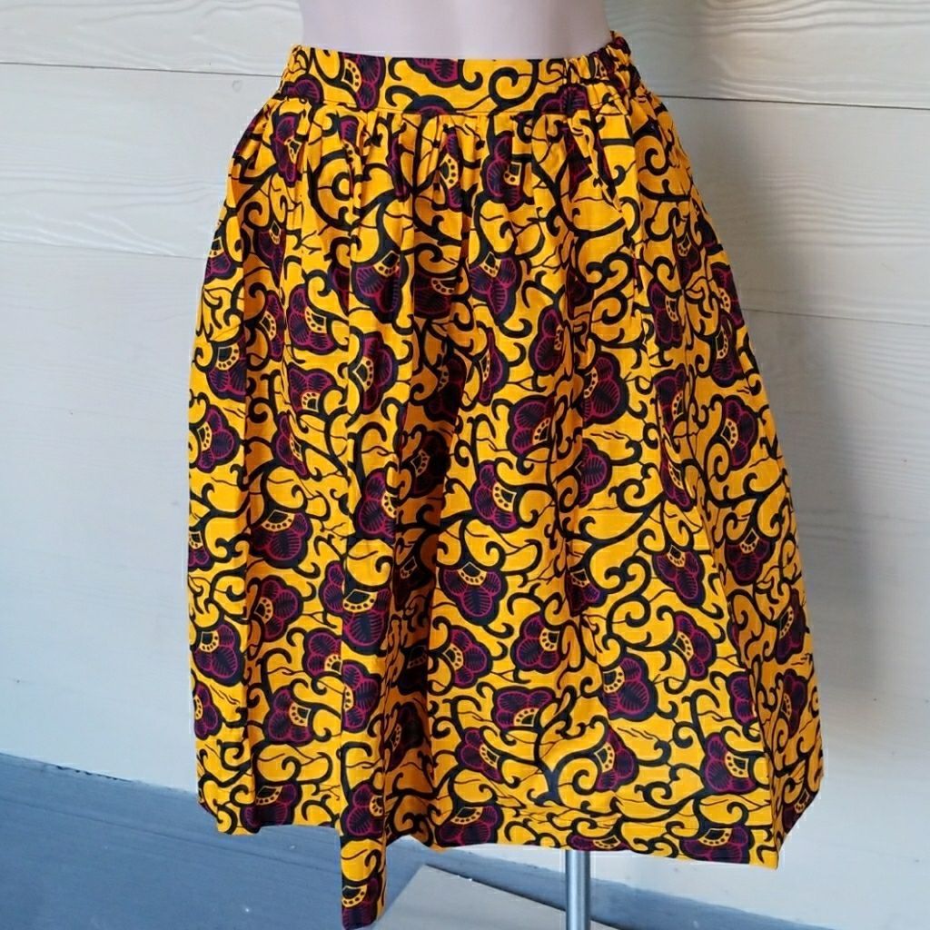 African print swing pleated skirt SZ L