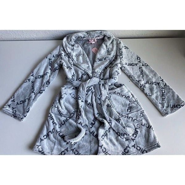 Juicy Couture Luxe Soft Robe Sz S/M Grey JC Sculpt logo JC3310BE NEW