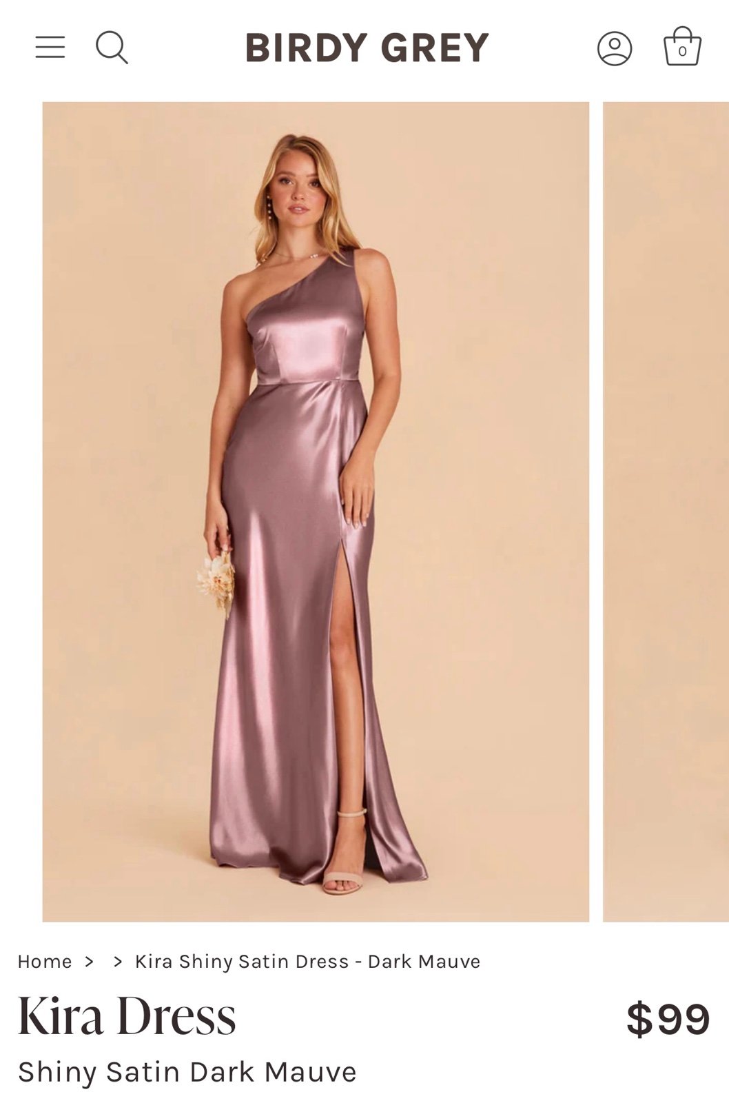 Birdy Grey Dark Mauve Satin Kira Dress- M