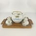 Vintage Fujita Kutani Porcelain Teapot Bamboo Handle 4 Teacups with Wooden Tray