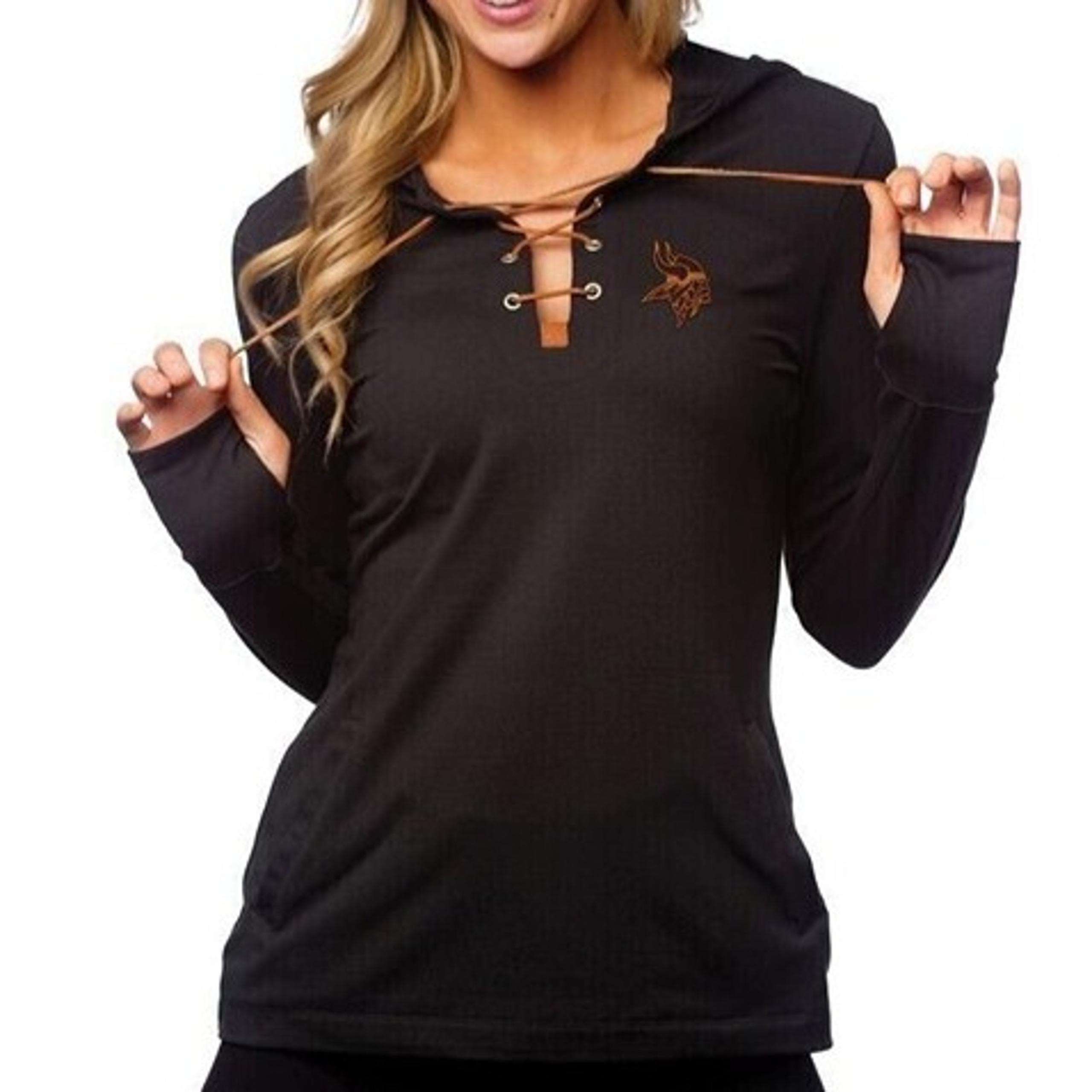 All Sport Couture NFL Womens Minneosta Vikings Game-On Black Hoodie New XS