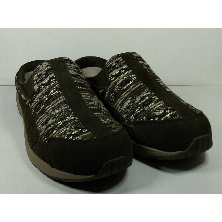 Easy Spirit Traveltime 280 Women's Brown Gold Mules Slip On Clog Sz 8.5 M