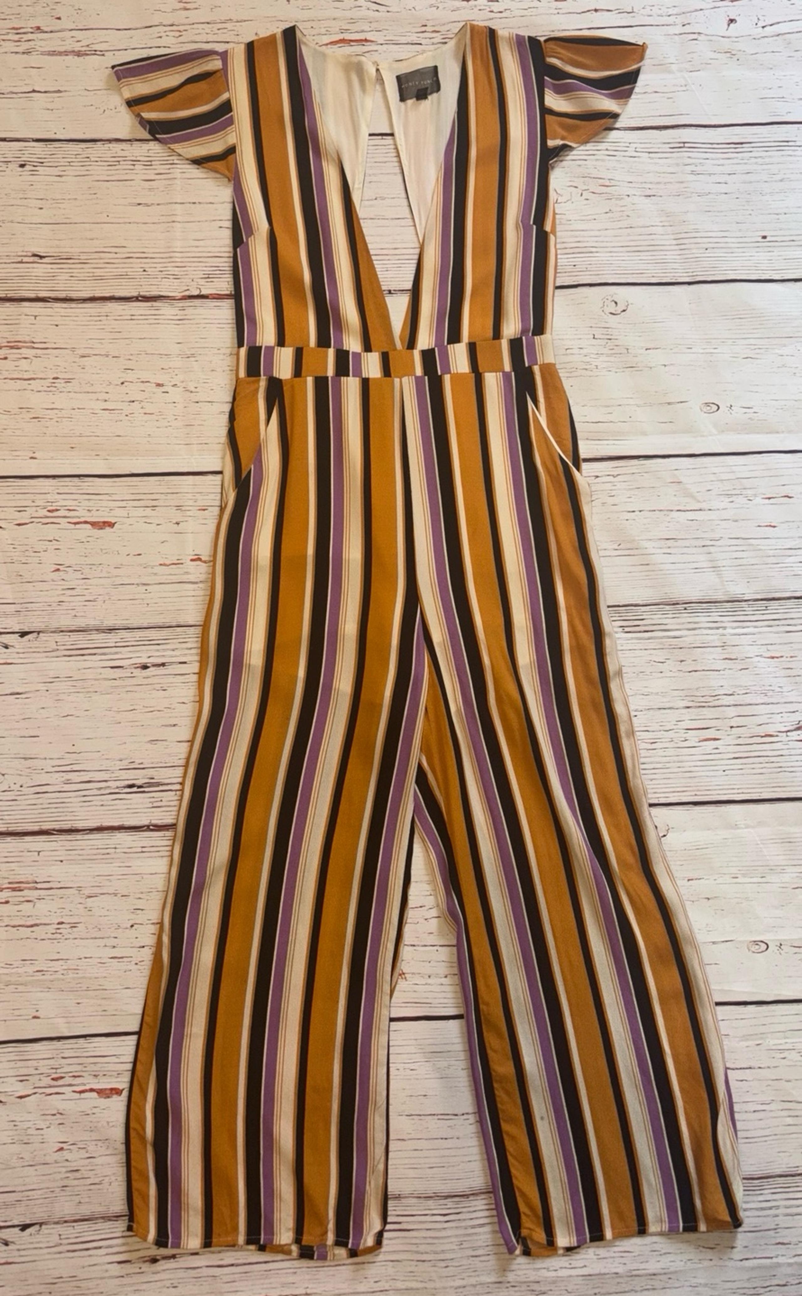 Honey Punch Striped Jumpsuit Size Small