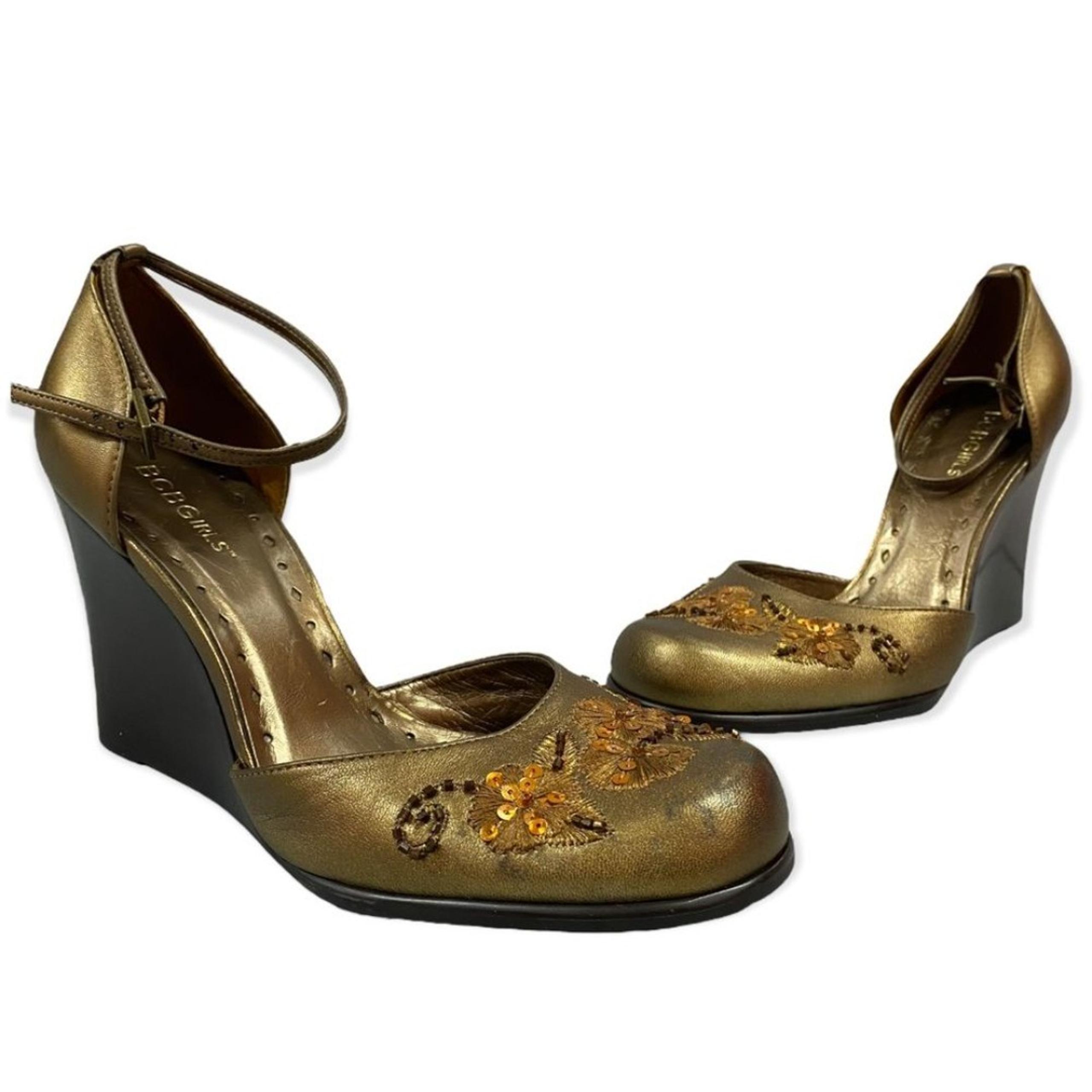 BCBGirls - Faux Leather - Bronze - Wedges - Size 7.5