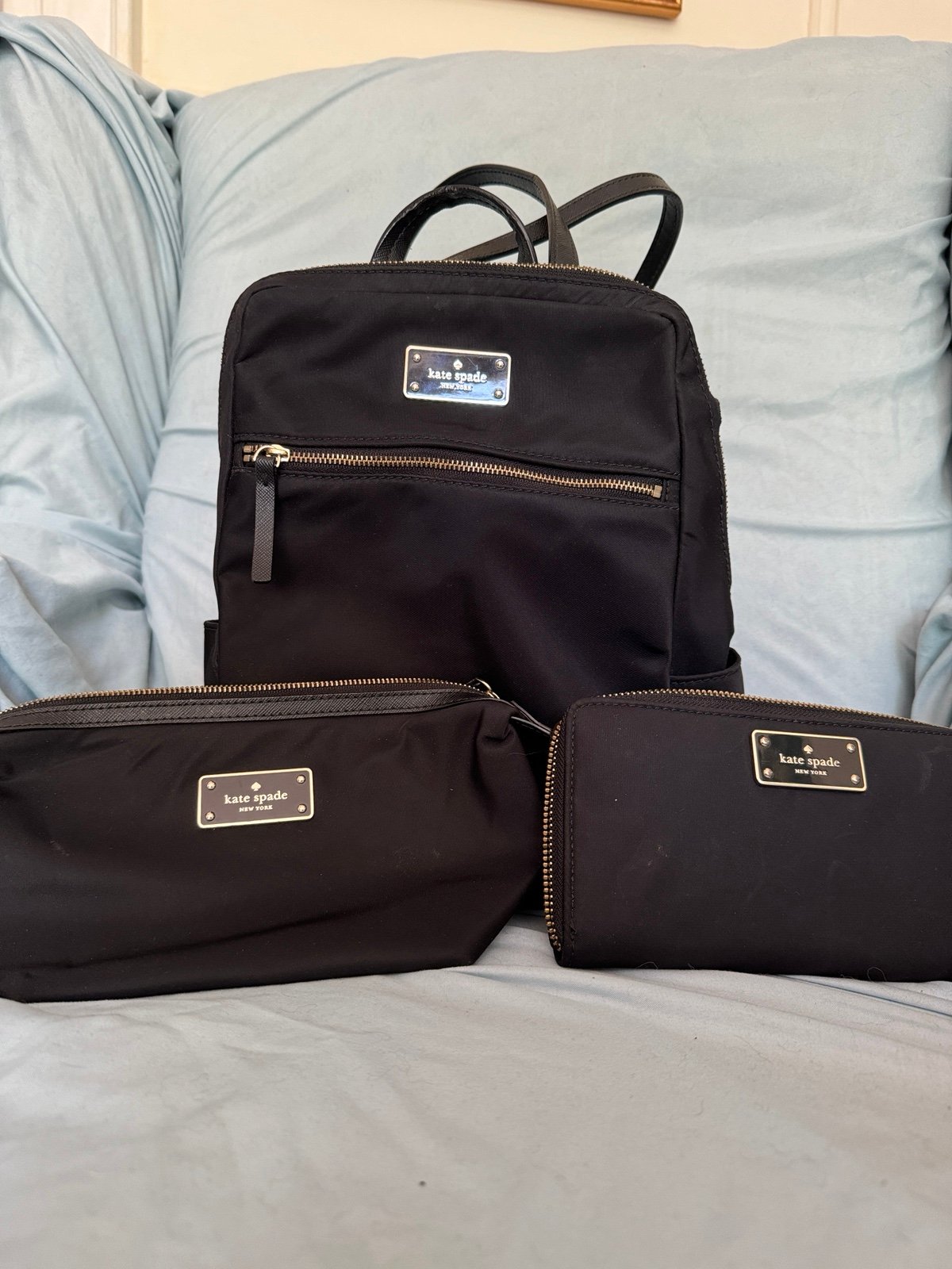Kate spade lot of 3 backpack wallet makeup pouch