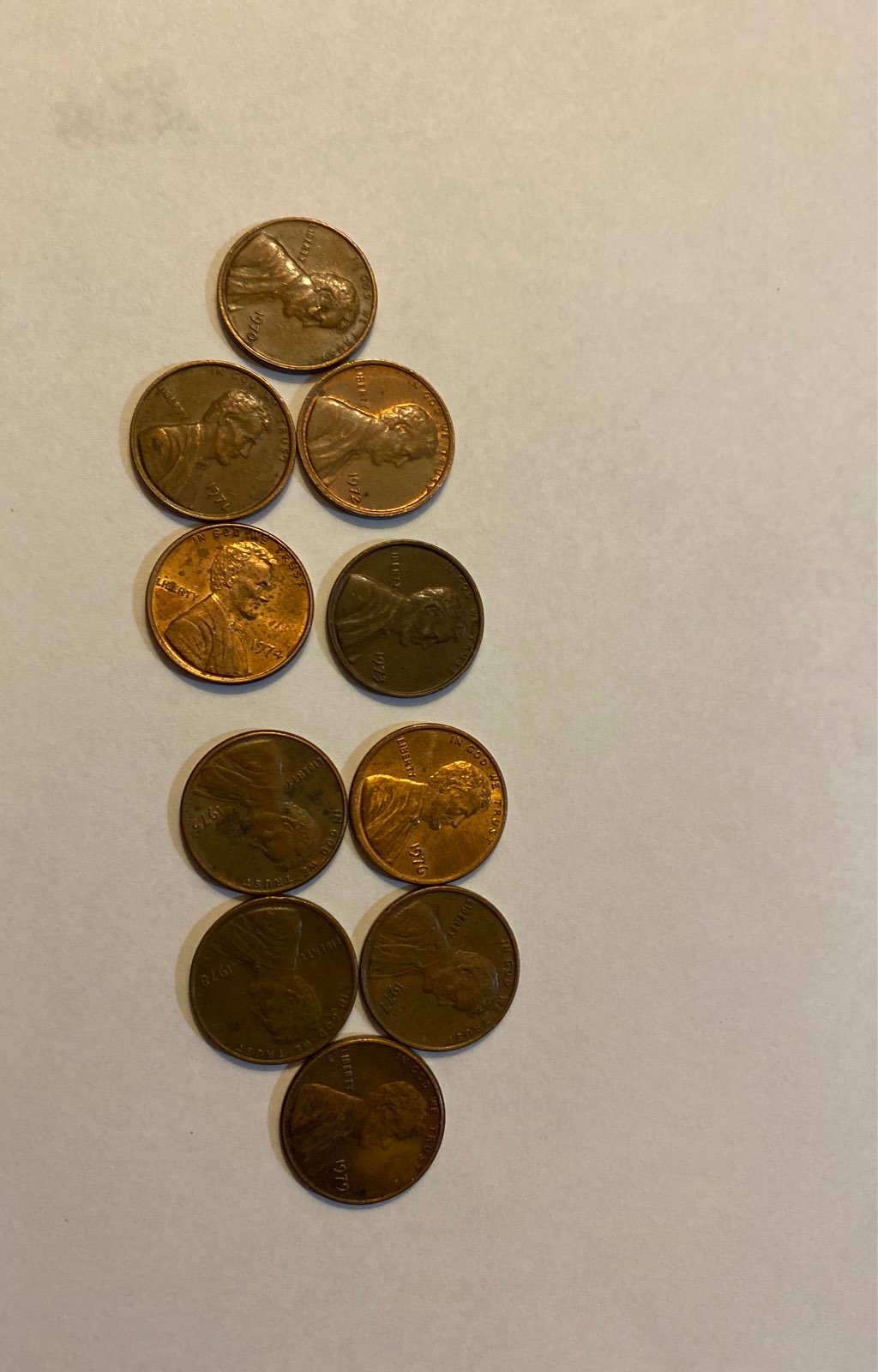 1970s Penny lot 10 Pennies 1970-1979 errors