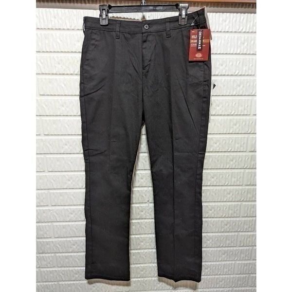 Dickies Girls Black Classic Fit Stretch Straight Leg Trouser Casual Pants 13 NWT