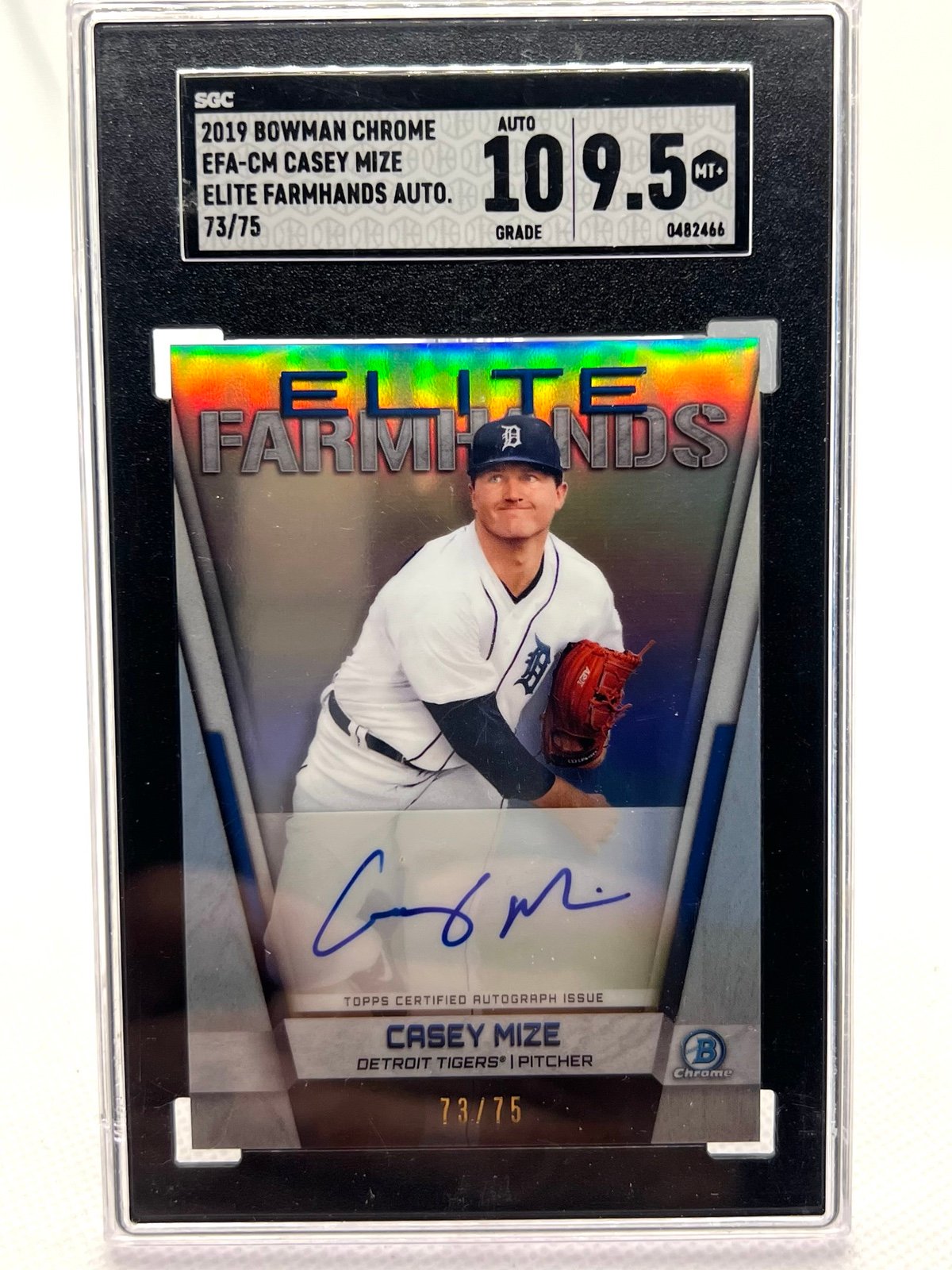 2019 Bowman Chrome Casey Mize Elite Farmhands Rookie Auto #73/75 SGC 9.5/10