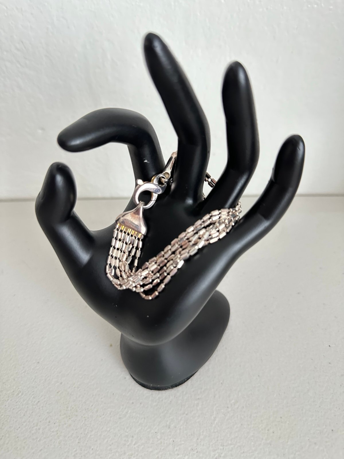 Vintage Sterling Silver 925 Italy MILOR Beaded Multi Chain Bracelet