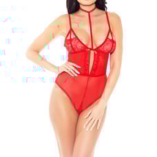 Red Lace Teddy Bodysuit w/ Choker