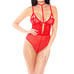 Red Lace Teddy Bodysuit w/ Choker