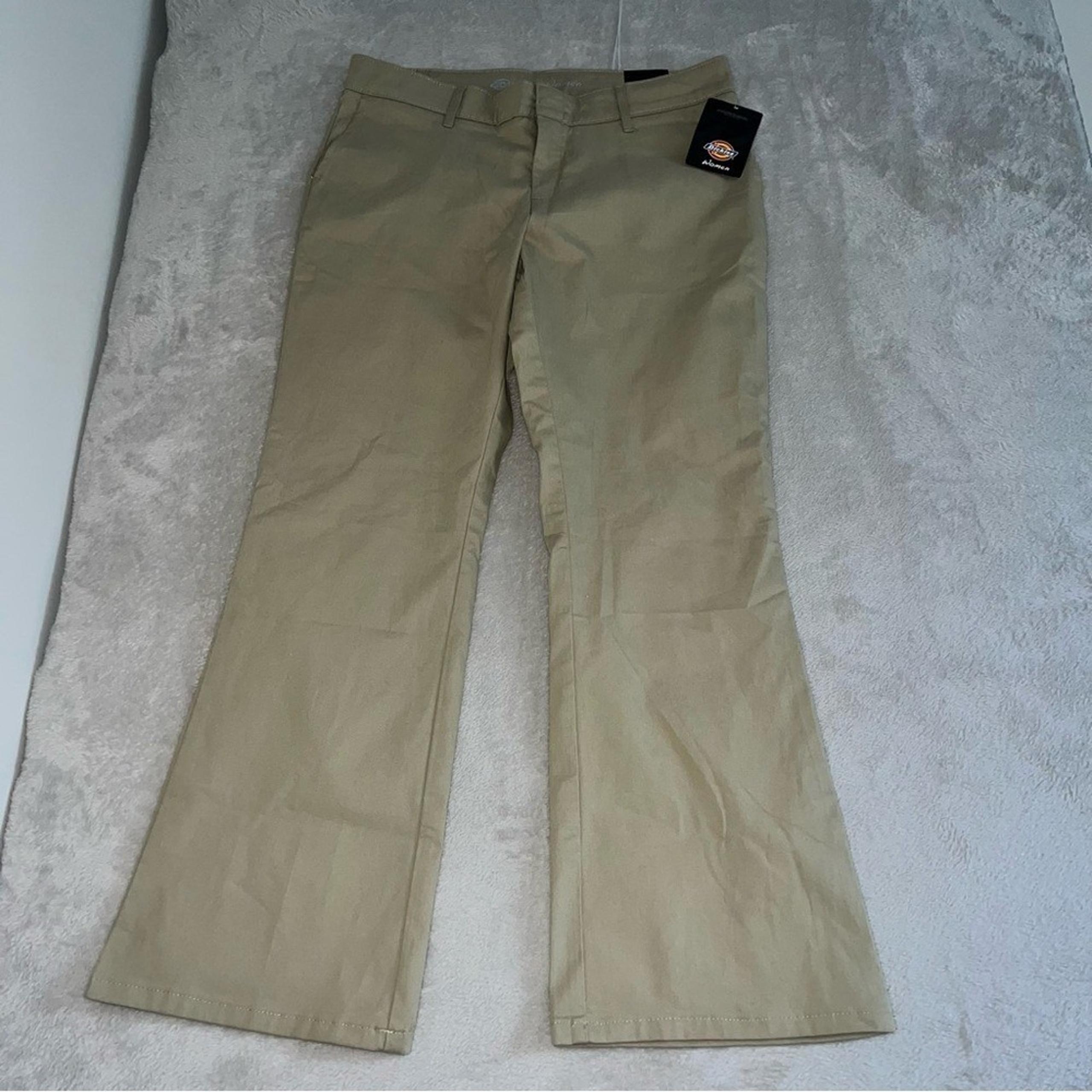 Dickies Pants Women's 12 Flex Twill Slim Fit Boot Cut Pockets Beige FP121DS New