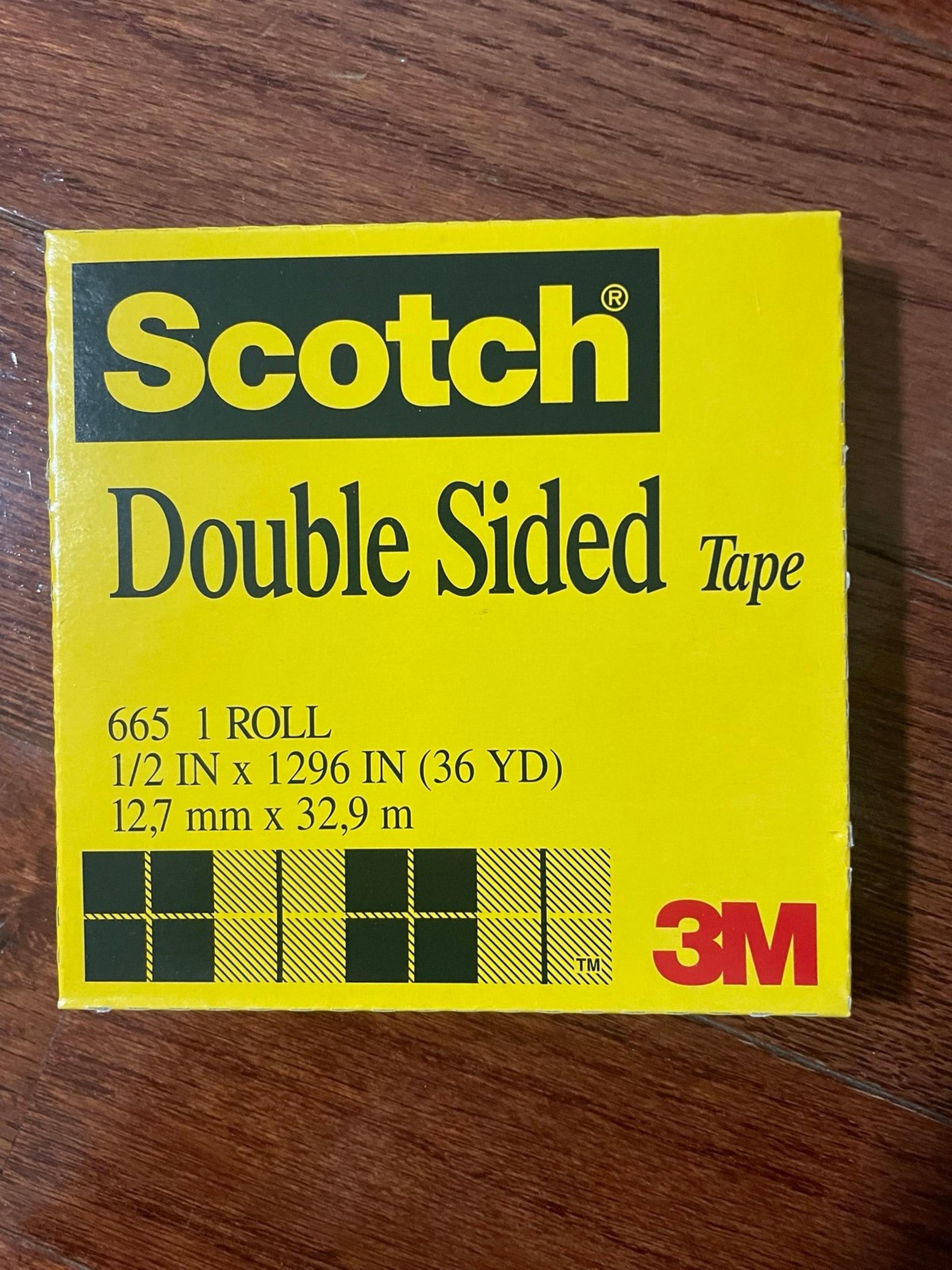 Lot of 2 Scotch 665 Double Sided Tape 1/2" x 1296" (36yd) 3M