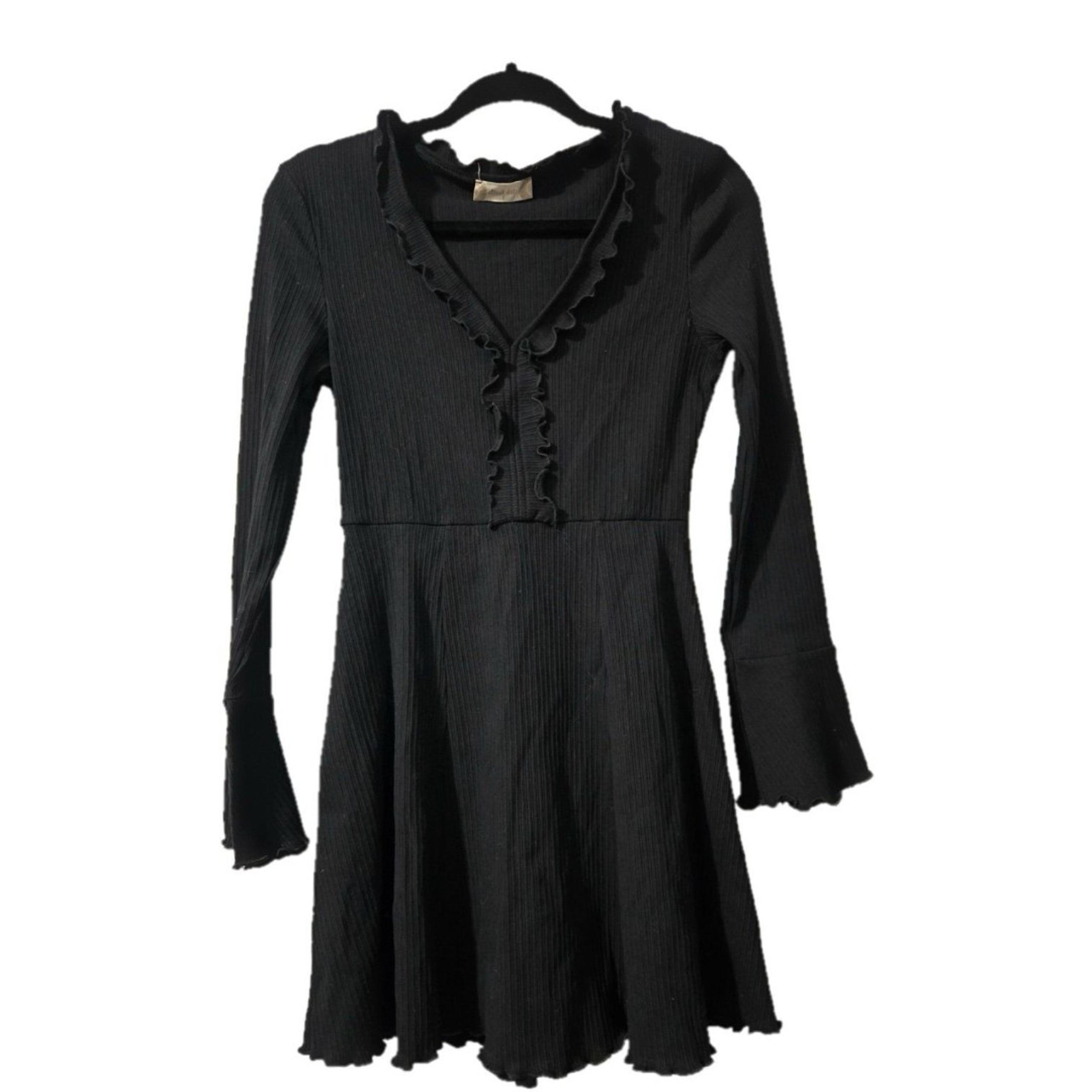 Altar’d State Women’s Size S Black Whimsygoth Ribbed Knee Length Dress NEW - Altar'd State