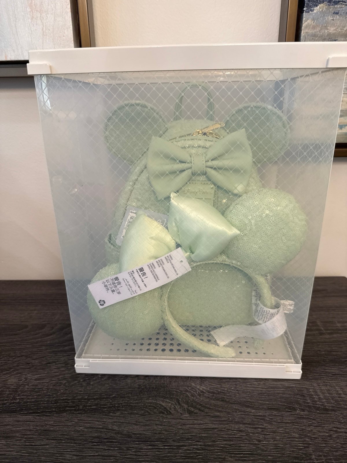 Disney parks mint sequin loungefly bag and ear set
