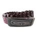 Nine West Belt Sz M Brown Braided Leather Silver Western Longhorn Buckle BOHO