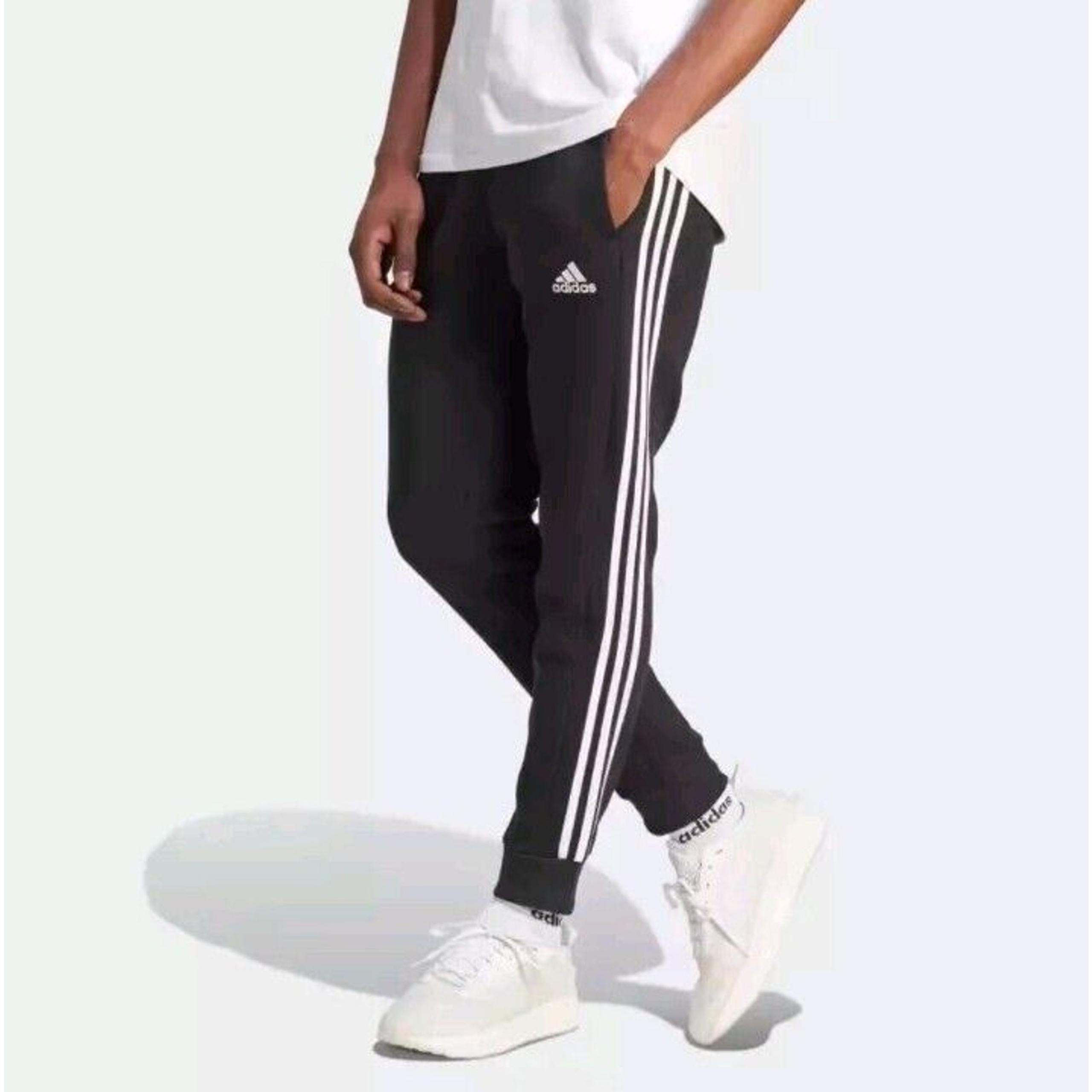 Adidas Men's XL Essential Fleece Tapered Cuff Pants Sweatpants Joggers New